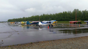 several single engine airplanes parked in Birchwood, Alaska