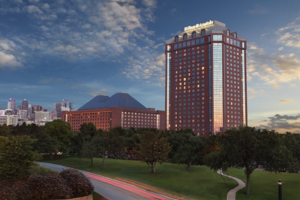 Photograph of the Hilton Anatole hotel in Dallas, Texas.